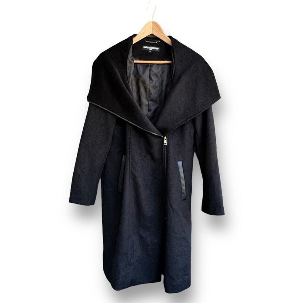 Karl Lagerfeld Paris Black Soft Wool Coat Women's L